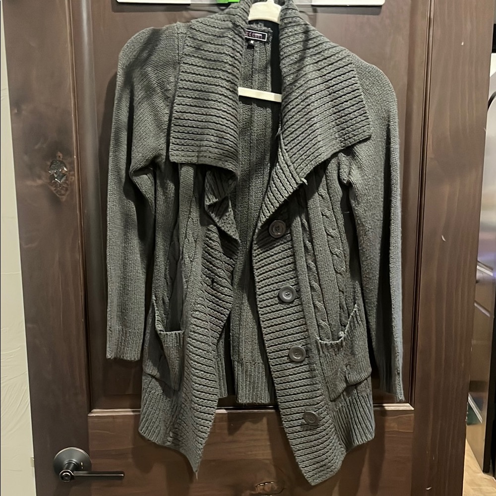 Cozy Gray Cable Knit Sweater